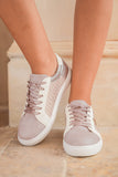 Glitter & Star Patchwork PU Leather Sneakers- 2 Colors