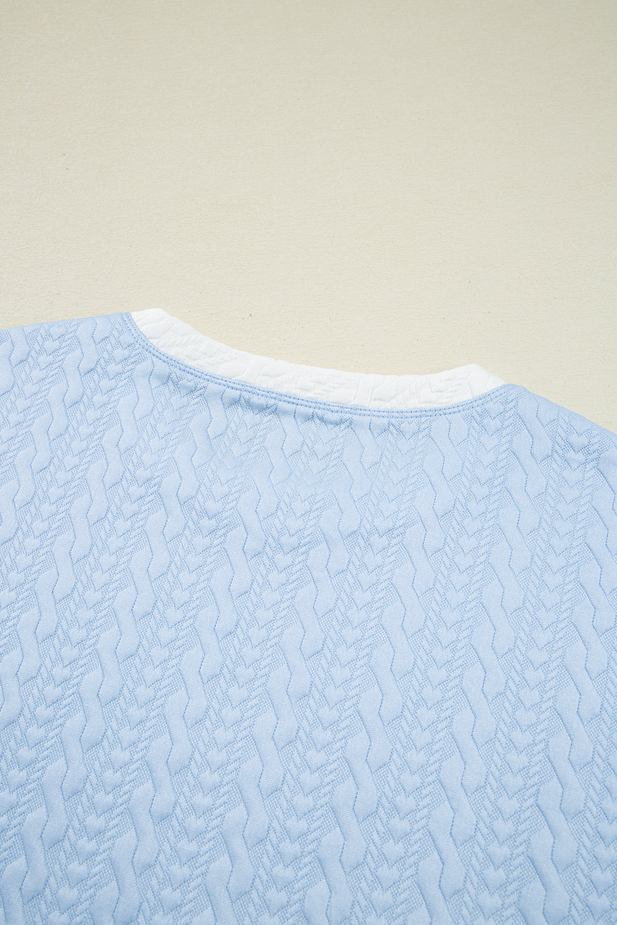 Contrast Trim Textured Crew Neck Top and Pocketed Skirt Set- 2 Colors