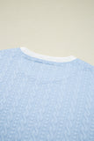 Contrast Trim Textured Crew Neck Top and Pocketed Skirt Set- 2 Colors
