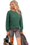 Thermal Knit Drop Shoulder Split Hem Sweatshirt- 2 Colors