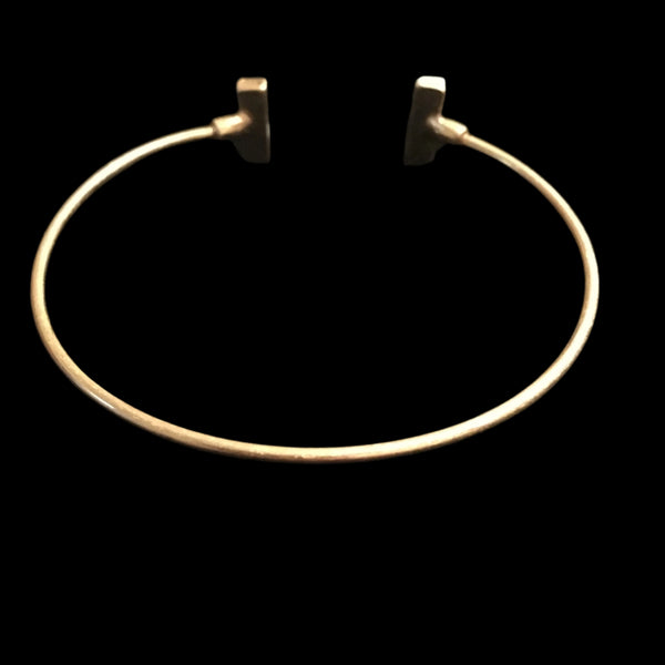 Dainty Gold Tone Cuff Bracelet with Natural Stones- White