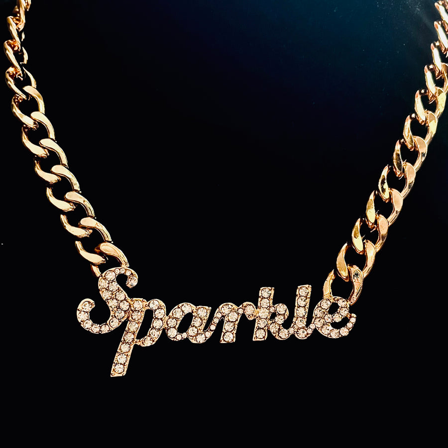 Gold and Rhinestone Sparkle Pendant Necklace