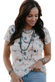 Beige Cactus Cowboy Crew Neck Short Sleeve Graphic T-Shirt