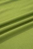 Fern Green Solid V Neck Cap Sleeve Tunic Elastic Waist Versatile Maxi Dress