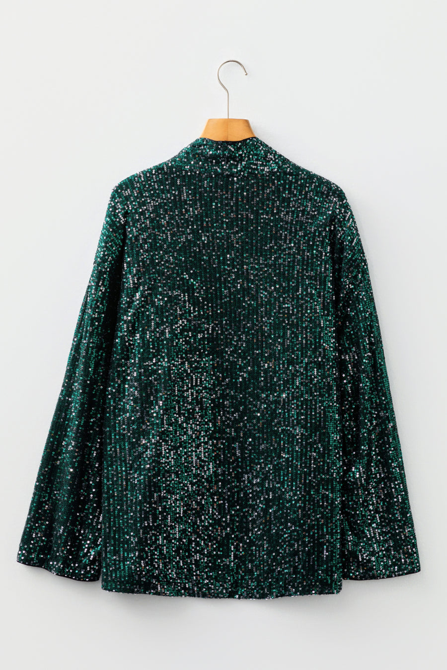 Evergreen Glitter Sequin Open Front Long Sleeve Cardigan