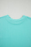 Twist Ribbed Color Block Pocket Crew Neck T-Shirt- 4 Colors