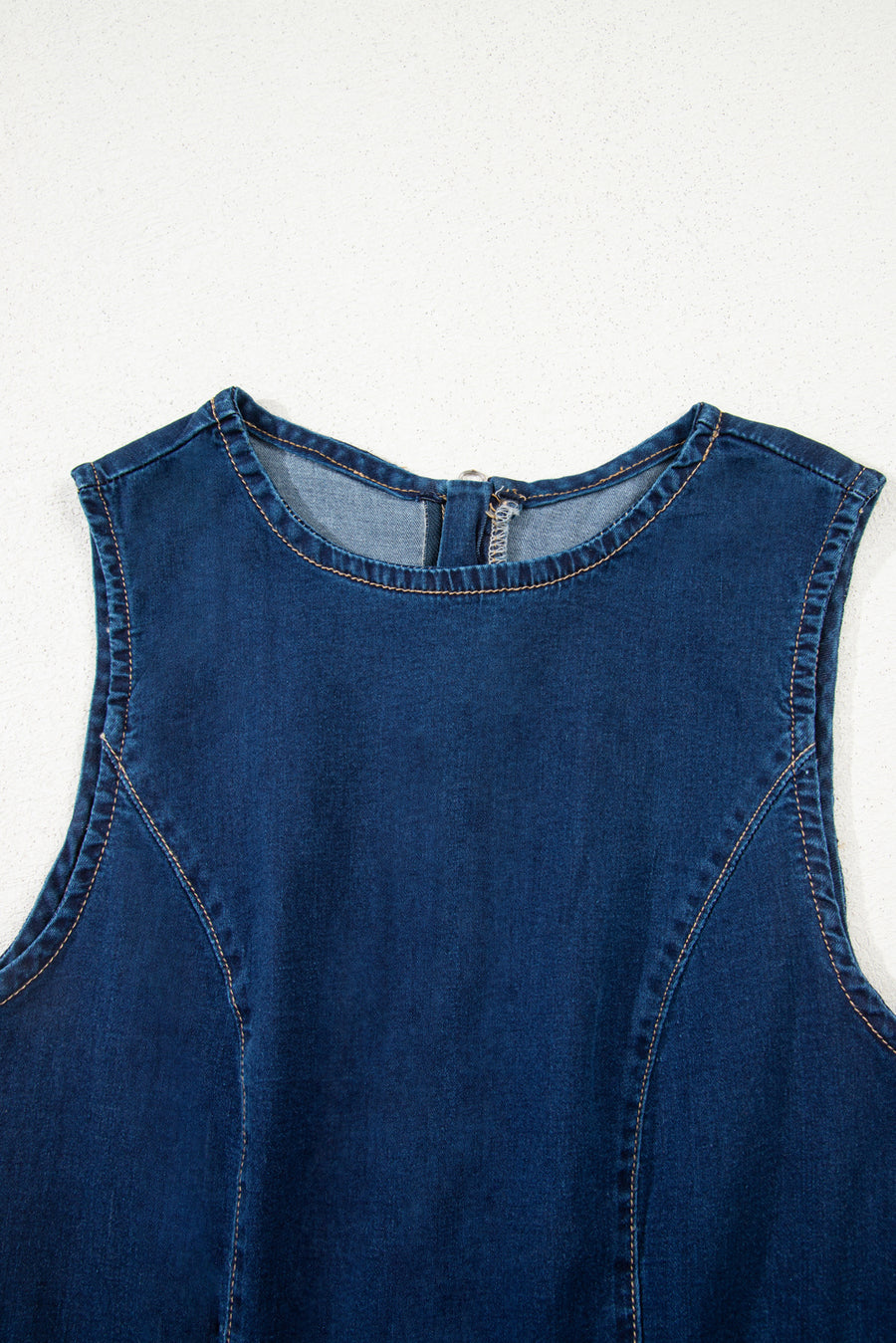 Dark Blue Zip-Up Bodycon Sleeveless Denim Mini Dress