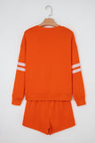 Varsity Striped Sleeve Drop Shoulder Sweatshirt and Shorts Set- 5 Colors