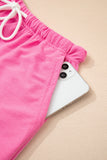V-Neck Drop Shoulder T-Shirt and Patchwork Shorts Set- 3 Colors