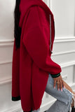 Contrast Cuff Drop Shoulder Zip-Up Tunic Hoodie- 3 Colors