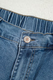 Stone Blue Star Patchwork Light Wash Wide Leg High-Waist Jeans