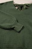 Lantern Sleeve V-Neck Bow Back Sweater- 4 Colors
