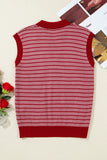 Striped Contrast Trim Sleeveless Collared Sweater- 3 Colors