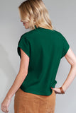 Green Pocket Ribbed Knit Short Sleeve Sweater- 9 Colors