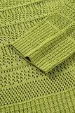 Spinach Green Oversize Crochet Knit Open Cardigan