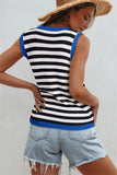 Striped Contrast Trim Sleeveless Sweater Vest- 3 Colors