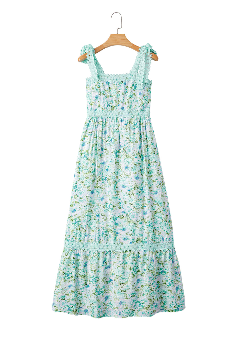 Floral Lace Tied Strap Empire Waist Maxi Dress- 2 Colors