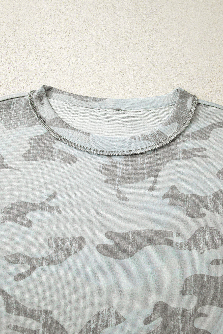 Camouflage Print Exposed Seam Drop Shoulder Sweatshirt- 2 Colors