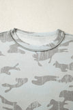 Camouflage Print Exposed Seam Drop Shoulder Sweatshirt- 2 Colors