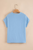 Twist Ribbed Color Block Pocket Crew Neck T-Shirt- 4 Colors