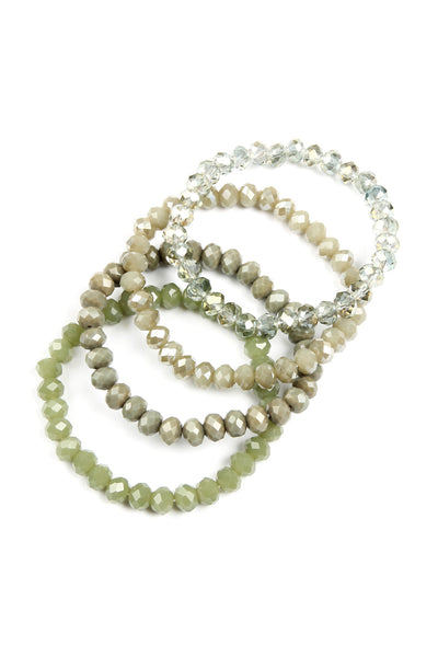 Four-Line Glass Beads Stretch Bracelet