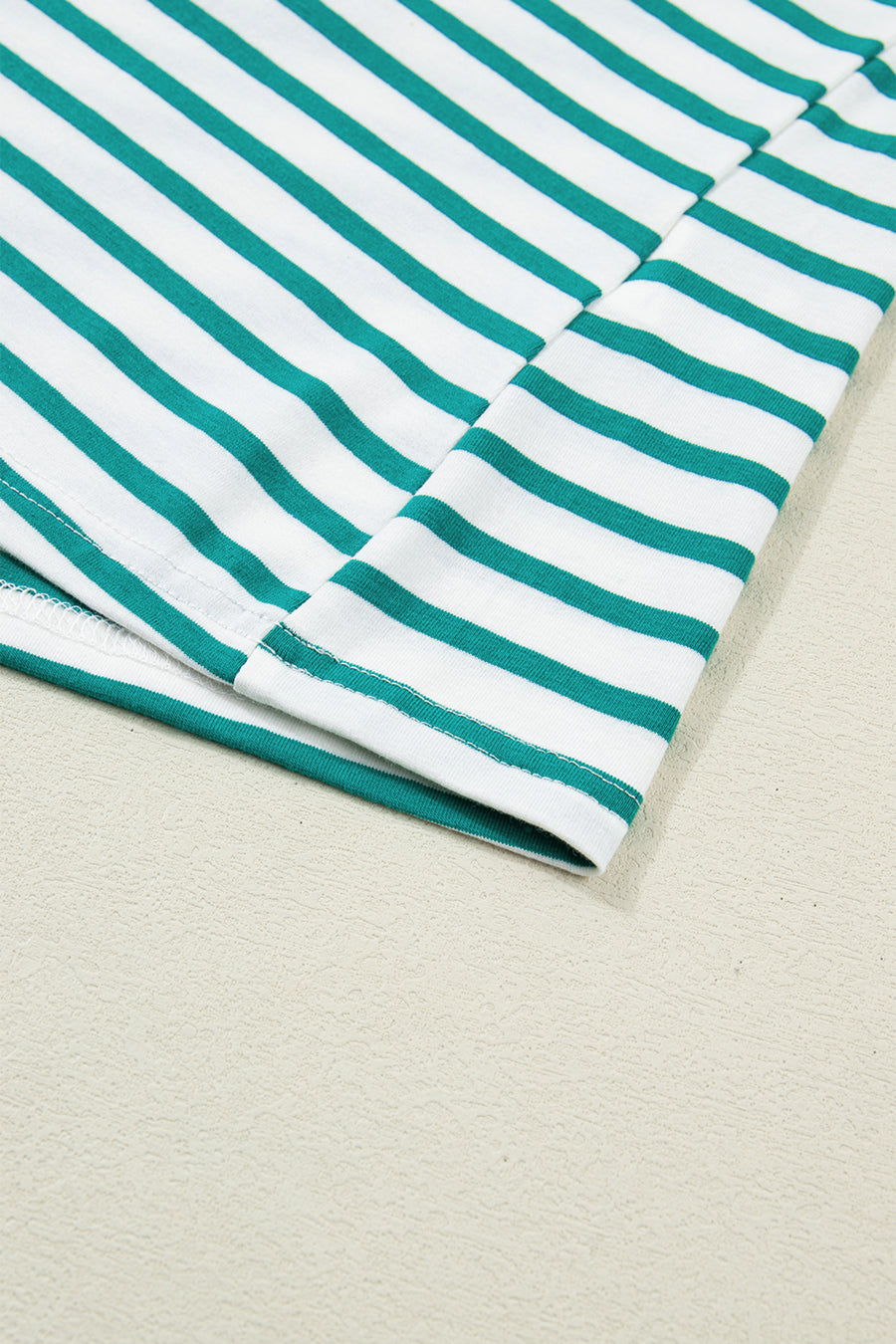 Striped Scalloped Trim Crew Neck Short Sleeve T-Shirt- 5 Colors