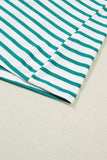 Striped Scalloped Trim Crew Neck Short Sleeve T-Shirt- 5 Colors