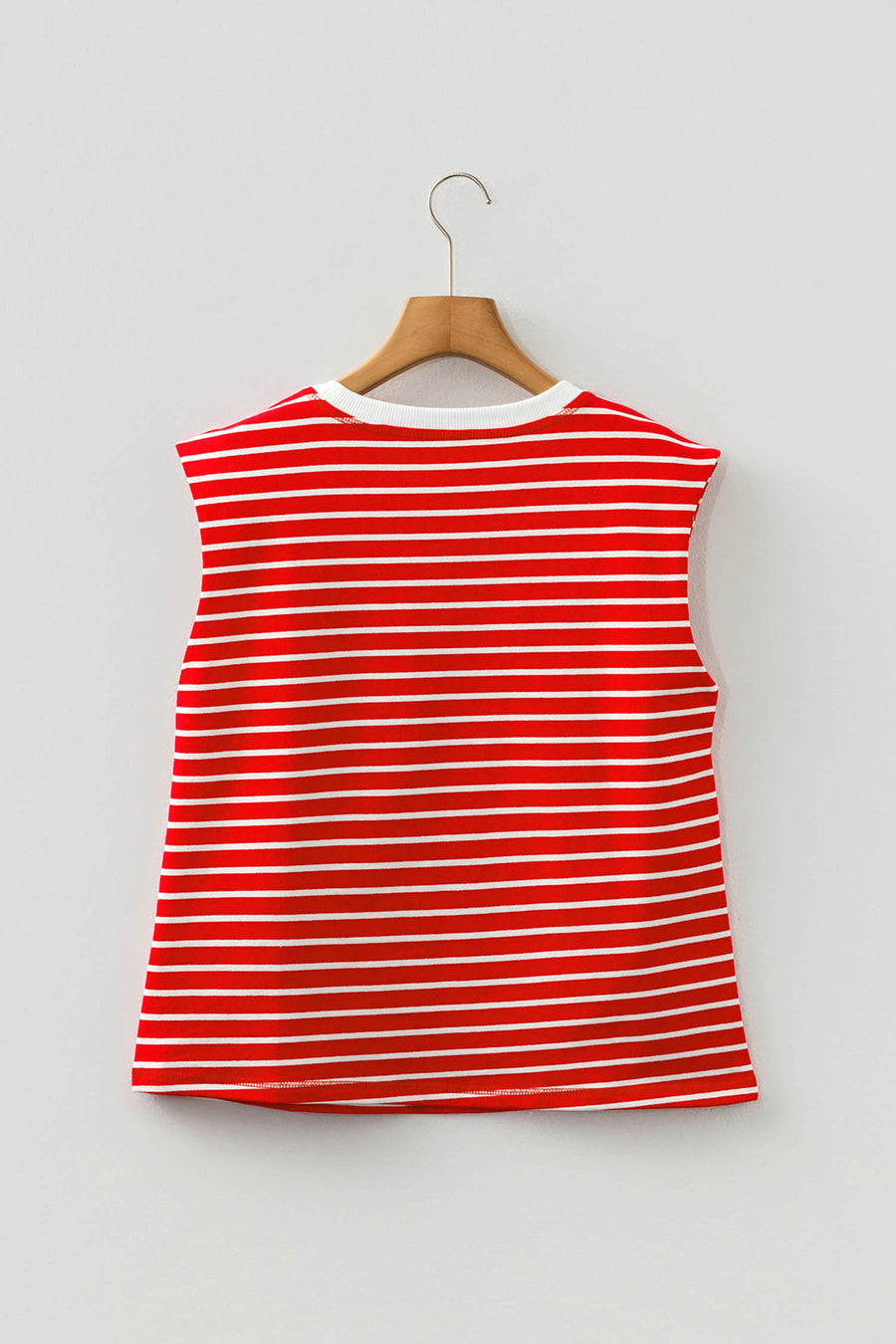 Striped Ribbed Crew Neck Muscle Tee- 2 Colors
