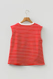 Striped Ribbed Crew Neck Muscle Tee- 2 Colors
