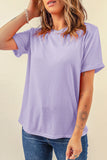 Basic Crew Neck Rolled Sleeve T-Shirt- 12 Colors