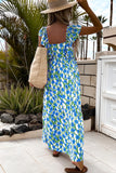 Floral Print Square Neck Ruffled Strap Maxi Dress- 2 Colors