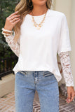 Lace Long Sleeve Drop Shoulder T-Shirt- 2 Colors