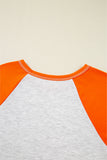 Light Grey Colorblock Raglan Sleeve Loose Fit Top