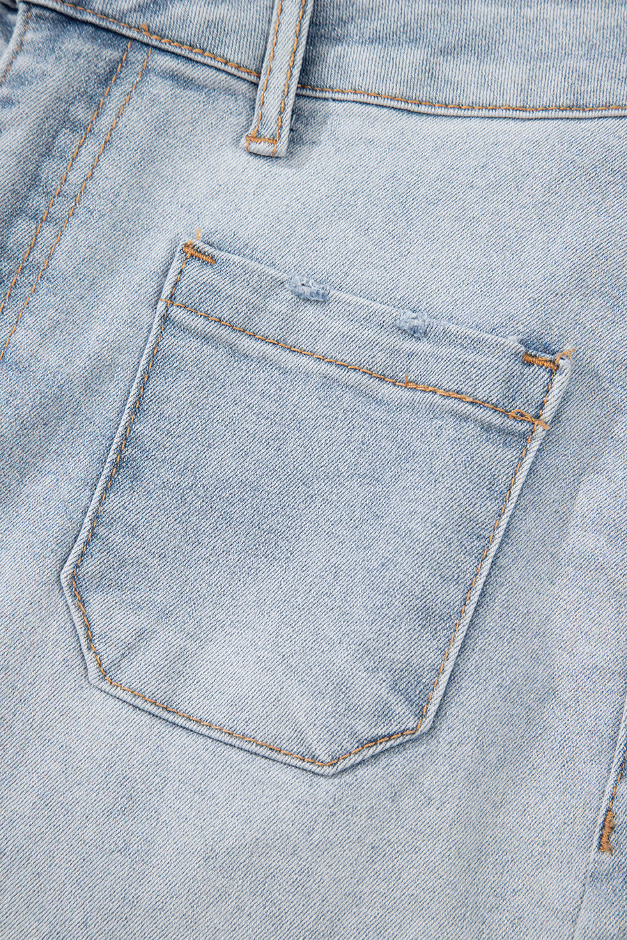 Light Wash High Rise Front Pocket Denim Shorts