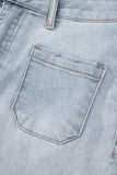 Light Wash High Rise Front Pocket Denim Shorts