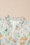 Orange Floral Print Smocked High Waist Puff Sleeve Mini Dress