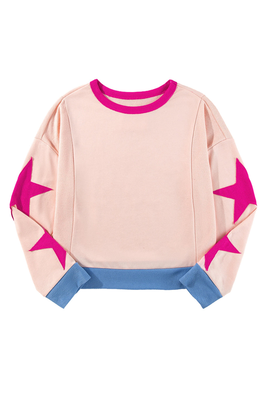 Star Patchwork Exposed Seam Oversized Sweatshirt- 3 Colors