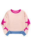 Star Patchwork Exposed Seam Oversized Sweatshirt- 3 Colors