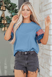 Stars and Stripes Contrast Puff Sleeve Top- 2 Colors