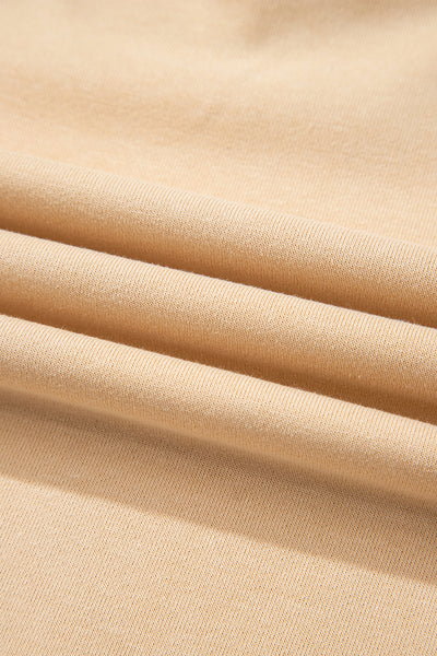 Light French Beige Geometric Patchwork Raglan Sleeve Pullover Sweatshirt