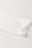 White Exposed Seam Ribbed Knit Slim Fit Long Sleeve Top