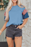 Stars and Stripes Contrast Puff Sleeve Top- 2 Colors