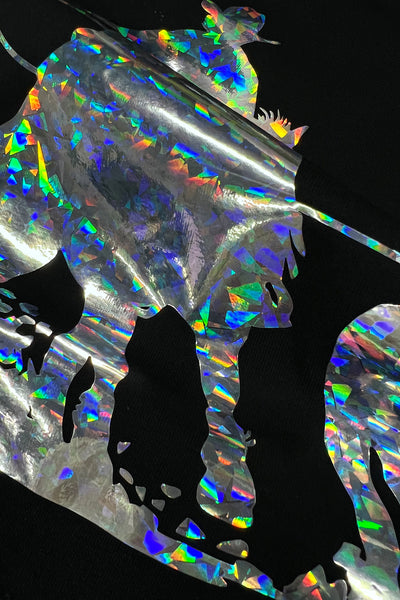 Black Western Cowboy Transfer Vinyl Process Graphic Crewneck Tee