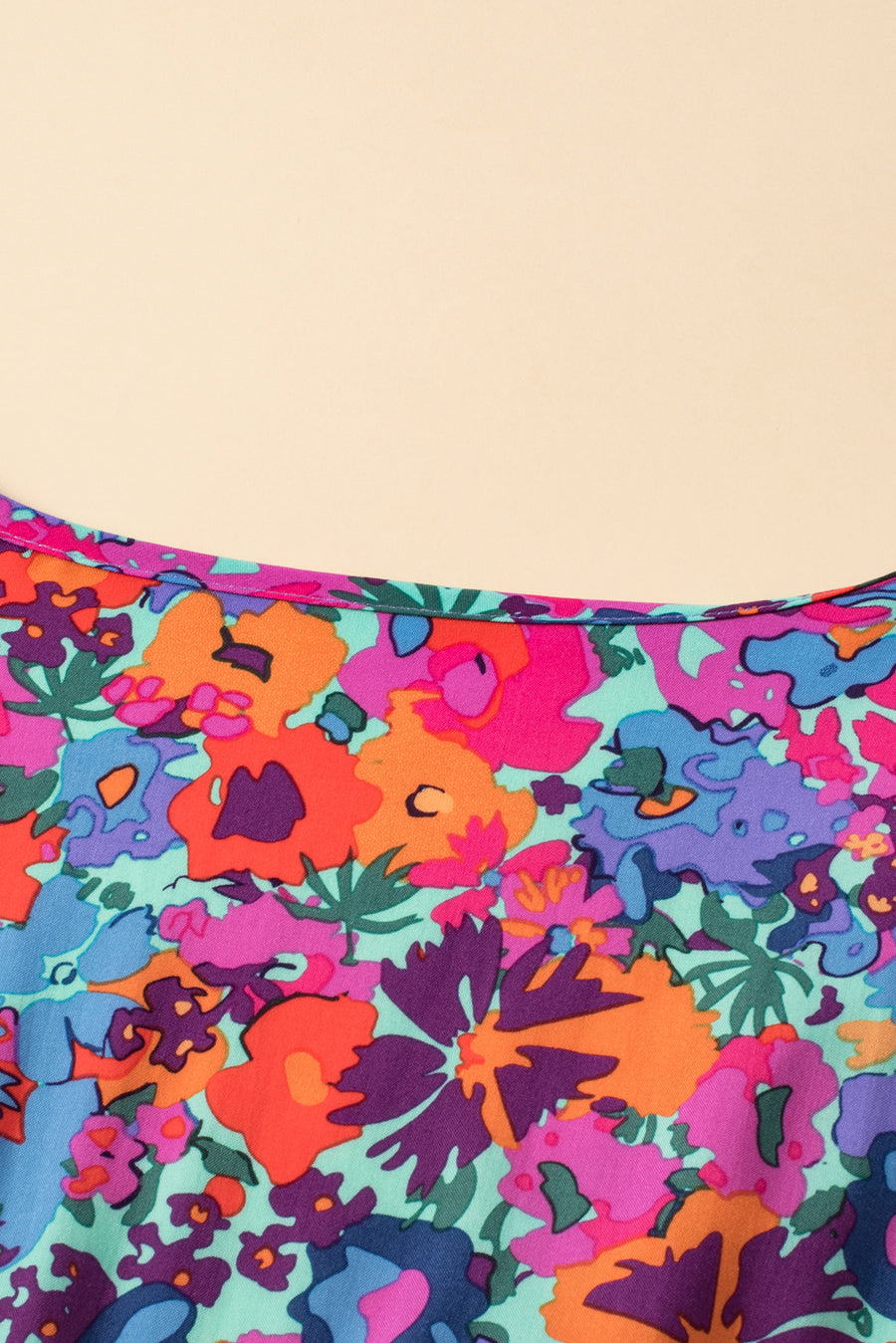 Blue Floral Print V-Neck Wrap Split Maxi Dress