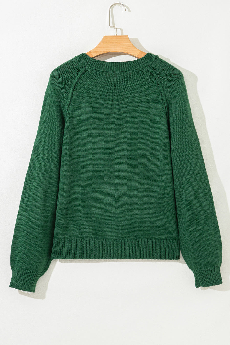 Evergreen Exposed Seam Raglan Sleeve Crew Neck Sweater