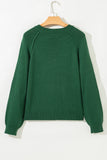 Evergreen Exposed Seam Raglan Sleeve Crew Neck Sweater