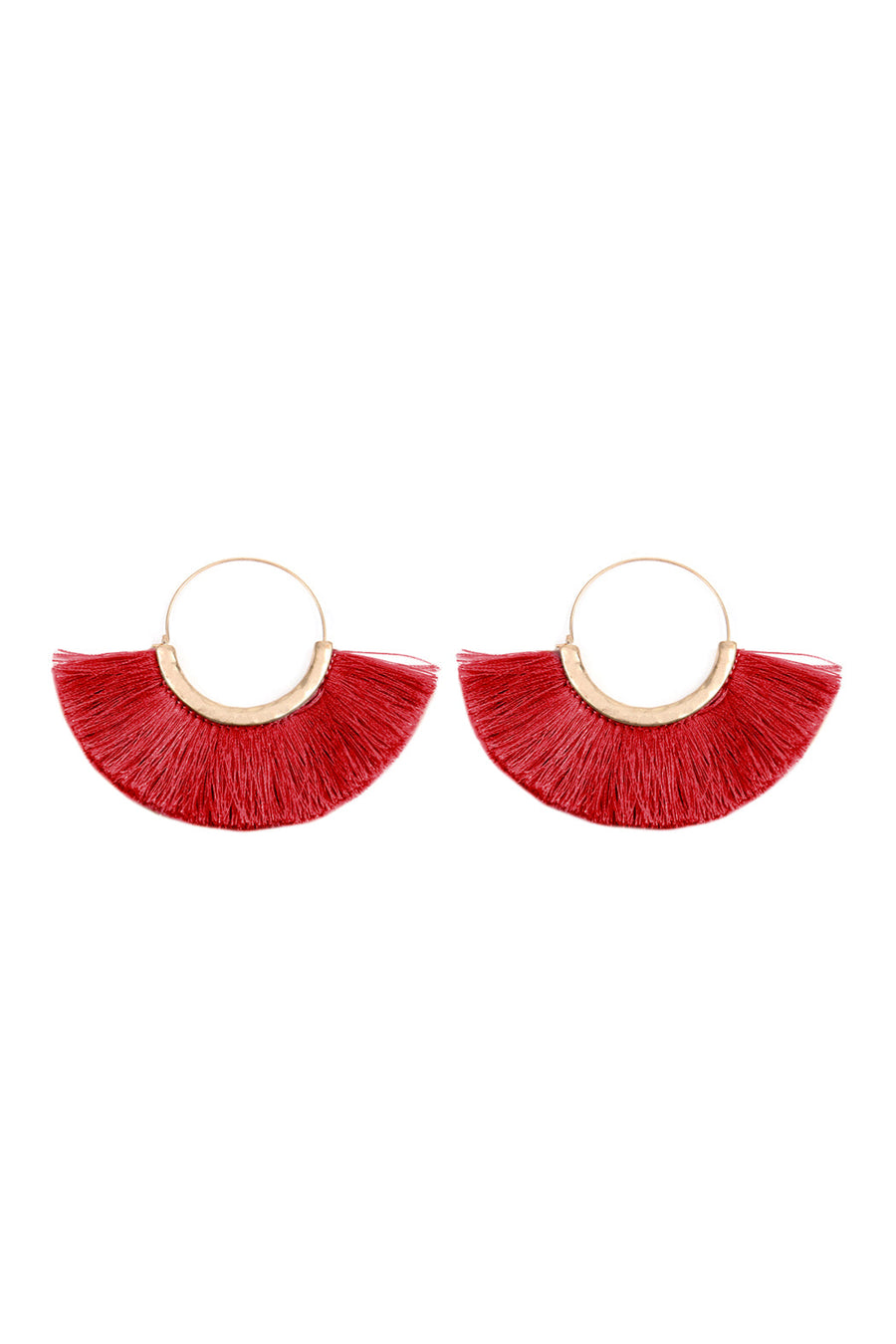 Fan Tassel Hoop Earrings- 9 Colors