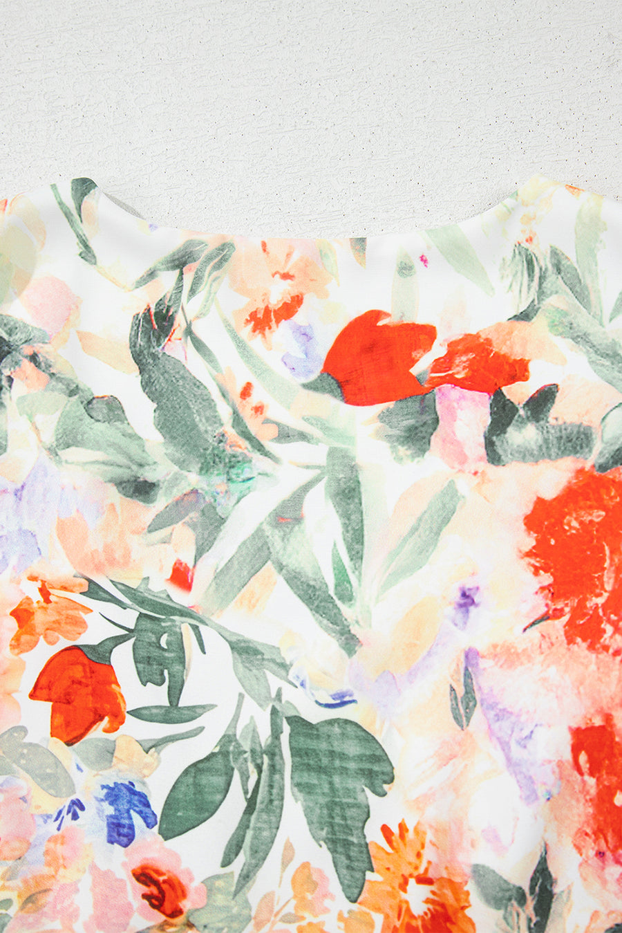 Orange Multi Floral Ruffle Sleeve V-Neck High Waist Mini Dress