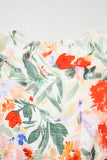 Orange Multi Floral Ruffle Sleeve V-Neck High Waist Mini Dress
