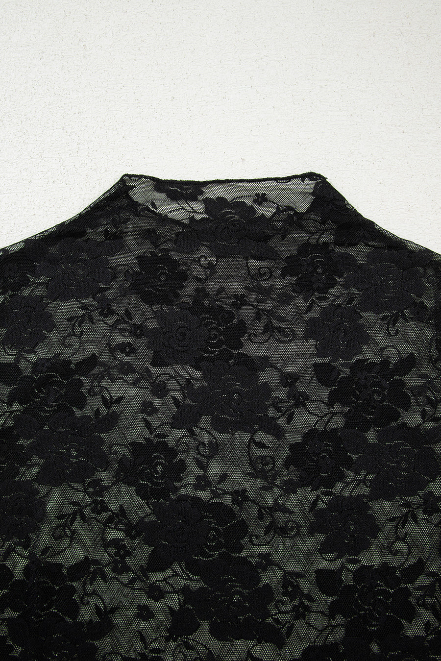 Floral Mock Neck Lace Long Sleeve Mesh  Top- 2 Colors
